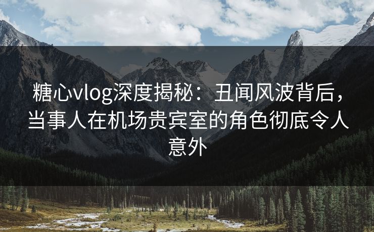 糖心vlog深度揭秘：丑闻风波背后，当事人在机场贵宾室的角色彻底令人意外