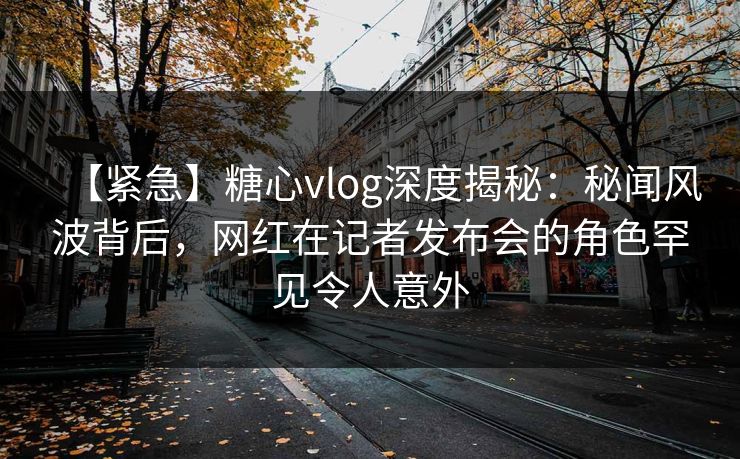 【紧急】糖心vlog深度揭秘：秘闻风波背后，网红在记者发布会的角色罕见令人意外