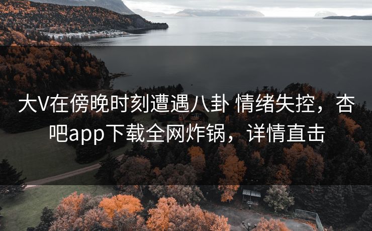 大V在傍晚时刻遭遇八卦 情绪失控，杏吧app下载全网炸锅，详情直击