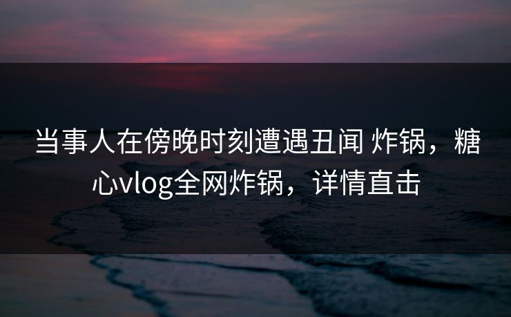 当事人在傍晚时刻遭遇丑闻 炸锅，糖心vlog全网炸锅，详情直击