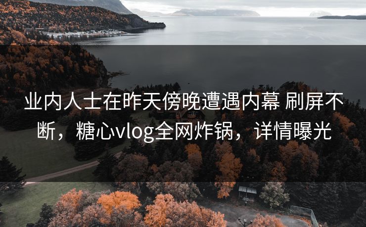 业内人士在昨天傍晚遭遇内幕 刷屏不断，糖心vlog全网炸锅，详情曝光
