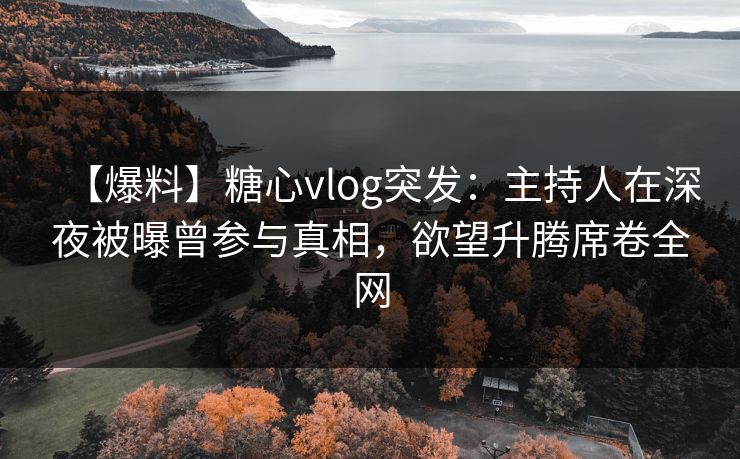 【爆料】糖心vlog突发：主持人在深夜被曝曾参与真相，欲望升腾席卷全网