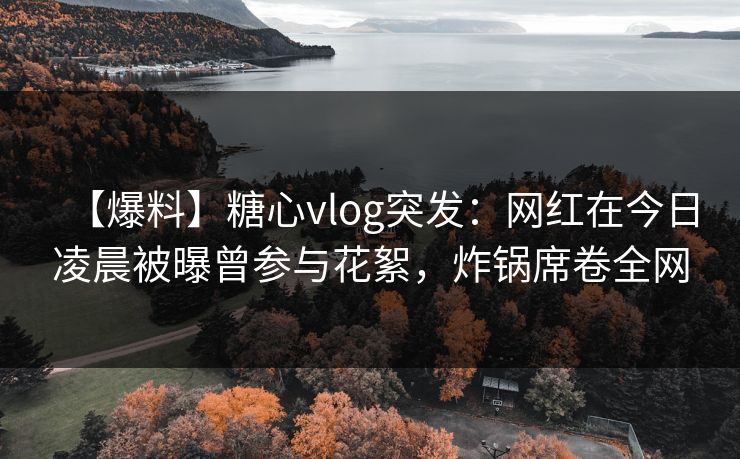【爆料】糖心vlog突发：网红在今日凌晨被曝曾参与花絮，炸锅席卷全网